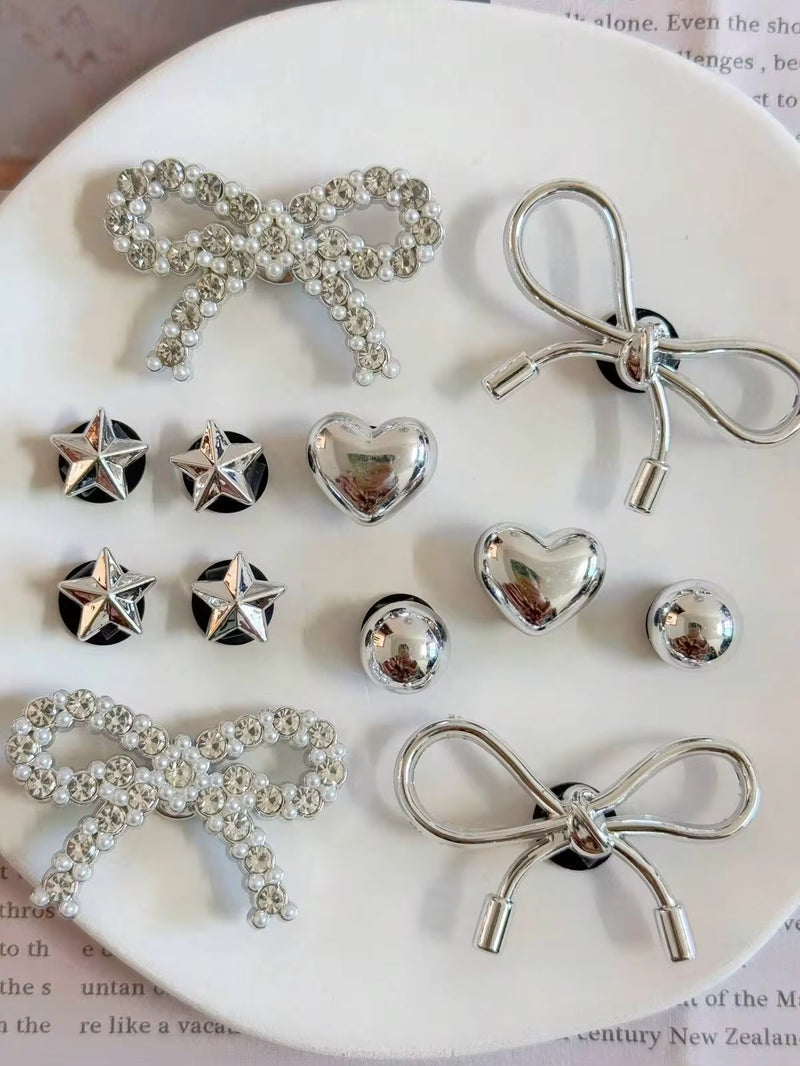 12pcs Bow, Heart, Star Removable DIY Shoe Accessories, Suitable For Sandals, Slippers, Beach Shoes, Garden Shoes, Holiday Gifts